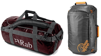 Lowe Alpine AT Kit Bag 60 in anthrazit und Rab Expedition Kitbag 80l in rot